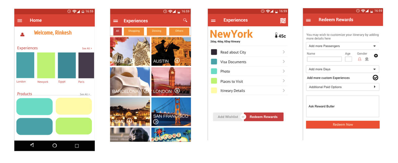 Wireframe for Employee Reward App
